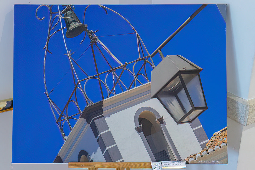 Clock Tower, Street Bernardino de Sousa, Albufeira (Displayed Mounted on Canvas of 80x50)